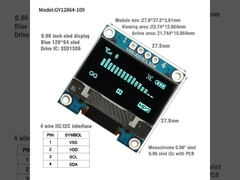 0.96'' I2C OLED Display Module 128x64 ความละเอียด SSD1306 อินเตอร์เฟซ