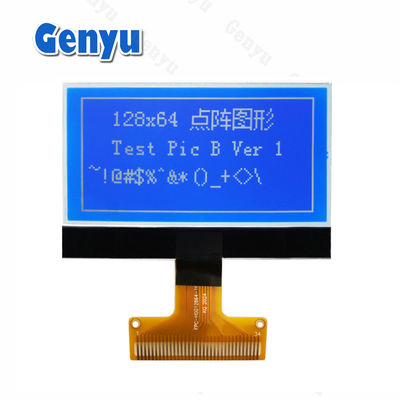 2.15 นิ้ว 128x64 กราฟฟิกจอ LCD STN ขาวบนสีน้ําเงิน 34PIN FPC การเชื่อม